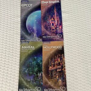 Disney World 50th Anniversary guide maps, set of 4.